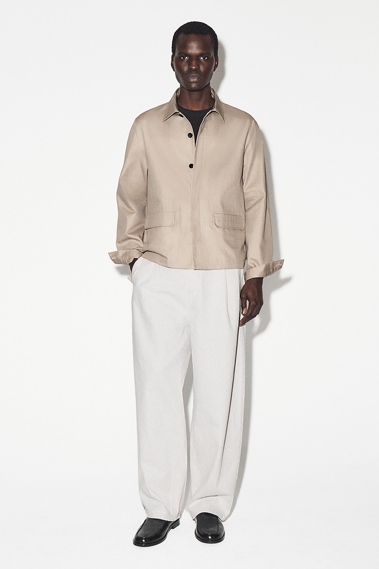 リラックス コットンリネンオーバーシャツ